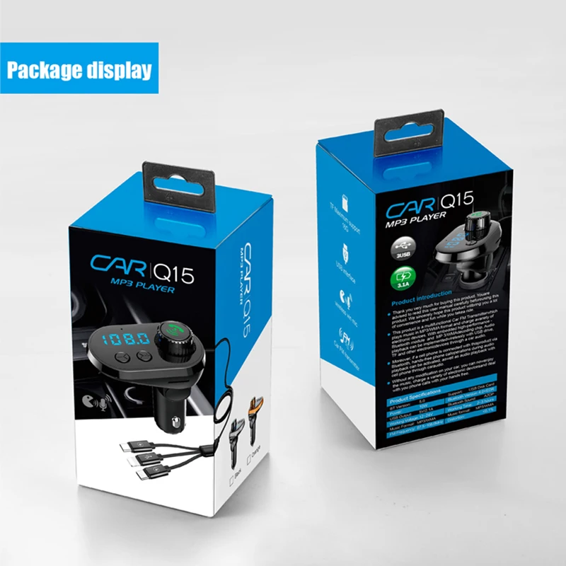 Автомобильный MP3-плеер, Bluetooth, fm-передатчик, Hands-free, автомобильный комплект, аудио, mp3 модулятор, SD музыка, воспроизведение, автомобильный комплект, 3 USB порта для быстрой зарядки