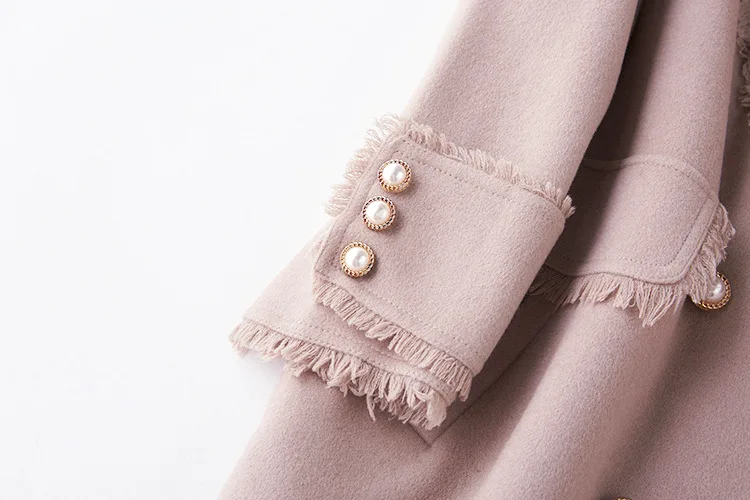 Shuchan/длинное пальто с кисточками Casaco Feminino, женское двубортное пальто с широкой талией, длинное корейское модное пальто, Осень-зима