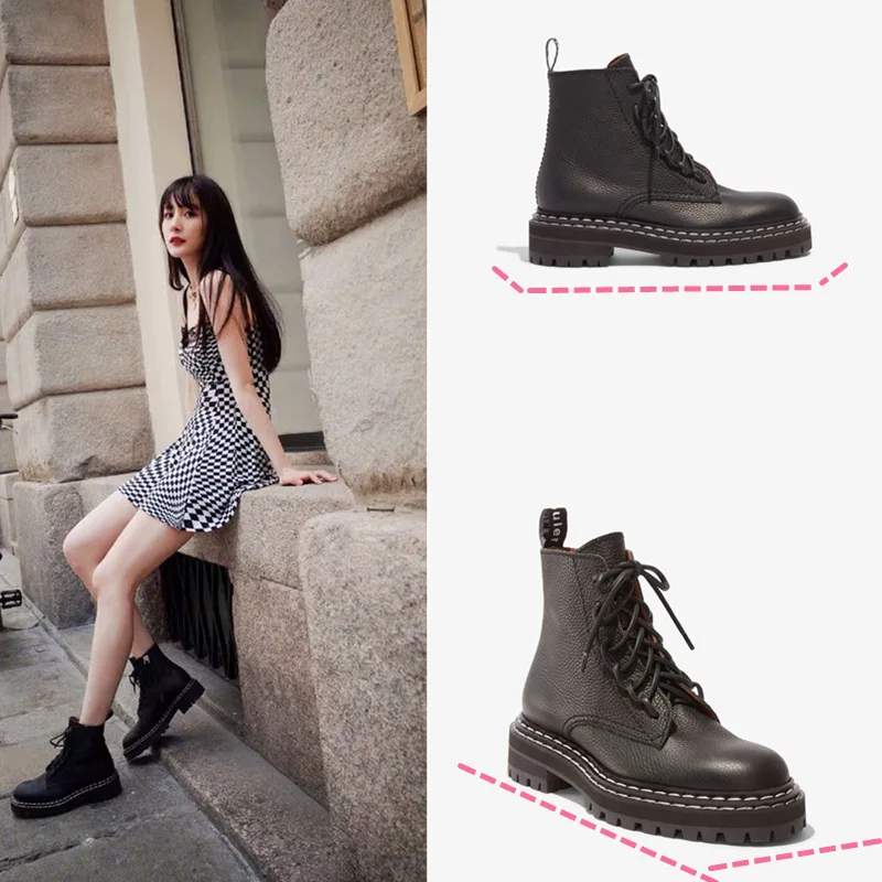 Женские зимние ботинки; женская теплая обувь; Брендовые женские ботильоны; черная обувь на платформе; Осенняя повседневная обувь на шнуровке с острым носком; большие размеры