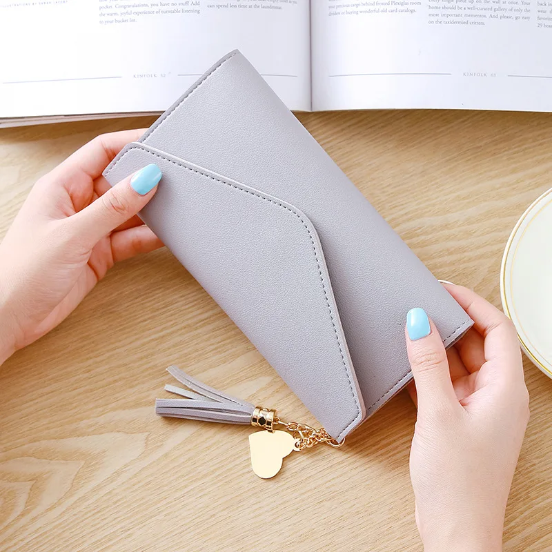Long Wallet Women Purses Tassel Coin Purse Card Holder Wallets Female Phone Bags PU Leather Wallet