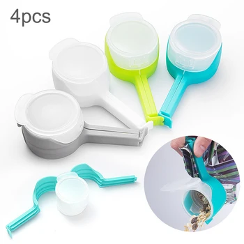 

4pc Multifunction Seal Pour Food Storage Bag Clamp Snack Sealing Clip Fresh Keeping Sealer Clamp Household Kitchen Gadgets