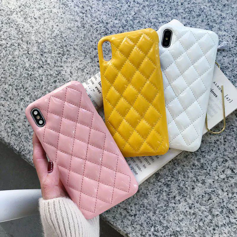 

Vintage Square Plaid Leather Cases For iPhone 7 8 Plus 6 6S Plus iPhone X Shockproof Cover For iPhone XS Max XR Protective Cases