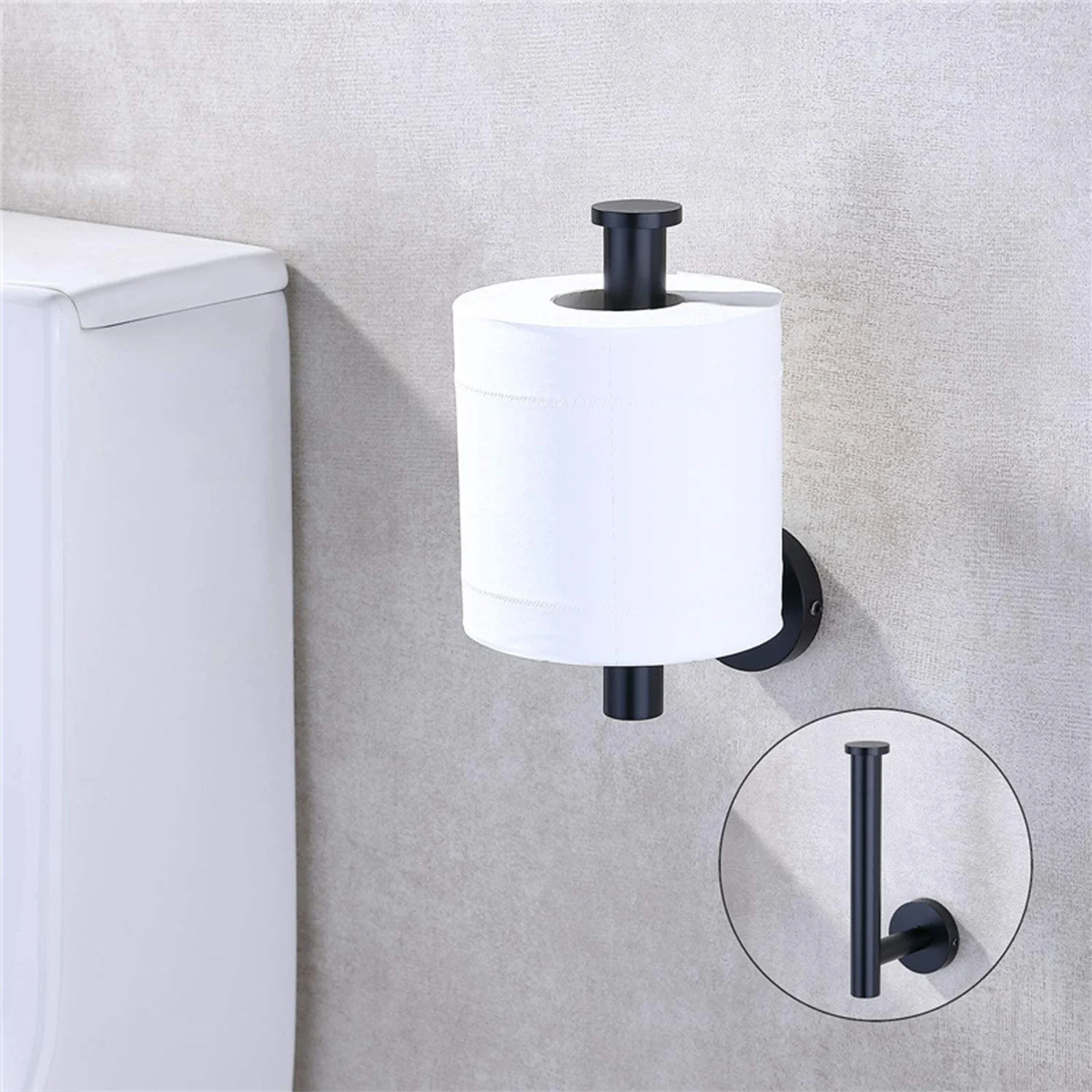 Toilet Brush & Paper Holder Bathroom Tissue Roll Storage Stainless Steel Base 