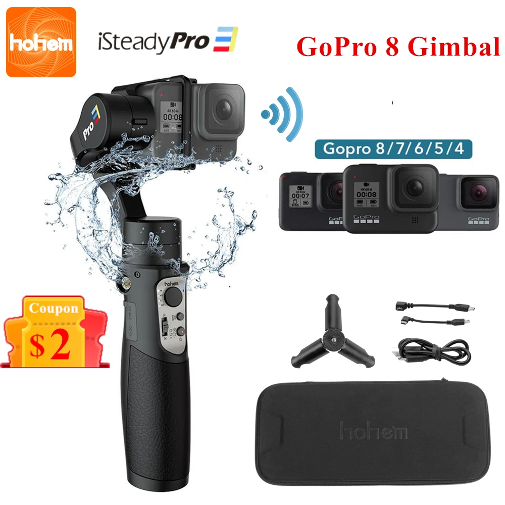 3-Axis Gimbal Stabilizer for GoPro 8 Action Camera Handheld Gimbal for Gopro Hero 8,7,6,5,4,3, Osmo Action Hohem iSteady Pro 3-0