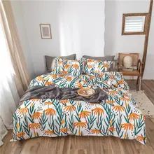 Весенний Комплект постельного белья Nerium oleander, Комплект постельного белья с оранжевым цветком, домашнее постельное белье, односпальная/двойная кровать, серая простыня