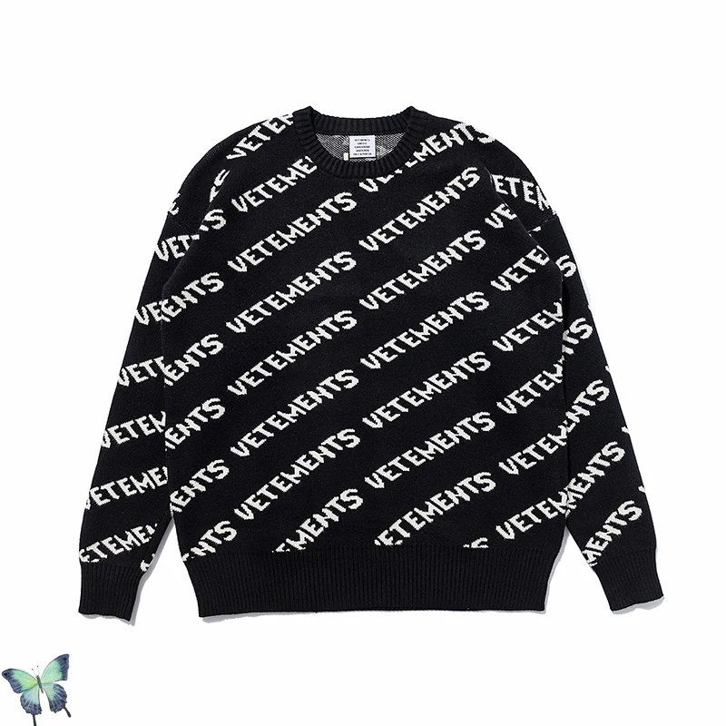 

Autumn Winter Vetements Classic Sweater Men Women High Quality Oversized Sweater Vetements Pullover Sweatshirt Fast Shipping