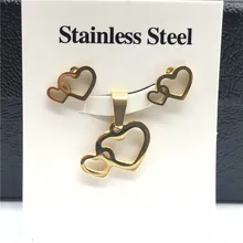 gold color Stainless Steel Jewelry Sets For Women Moon Star Pendant Necklacae Stud Earrings Fashion Jewelry set Collares Mujer