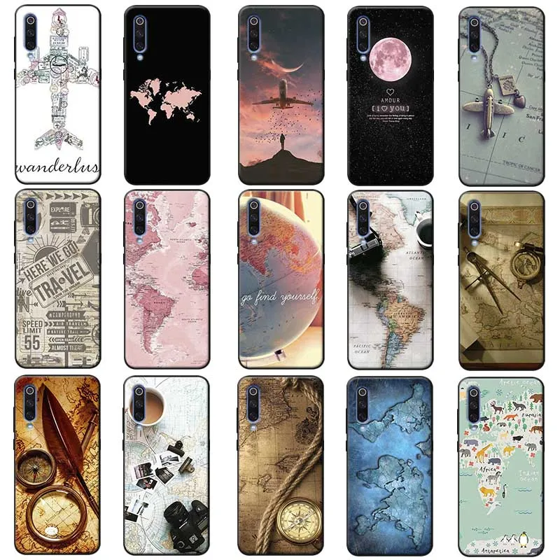 World Map Travel phone Plans Soft Silicone Phone Case for samsung galaxy note 8 9 10 pro plus |