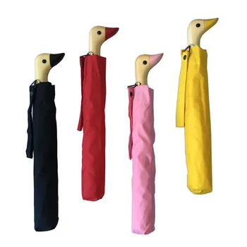 

Ins Cute Duck Beak Handle Umbrella 2 Folding Semi-automatic Sunny Rain Umbrella Korean Creative Sunscreen Sun Umbrella Cartoon
