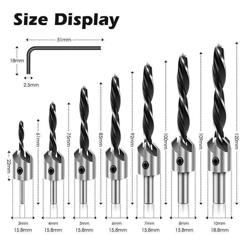 4 шт. HSS 5 Флейта Зенковка набор сверл круглая ручка металлические сверла для силовой скамьи ручной ступенчатый сверлильный драйвер kreg jig инструмент