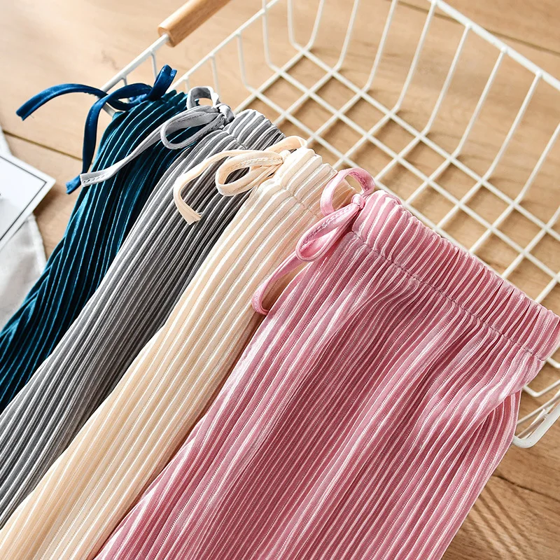 Girls Pants Children Pleated Wide-Leg Loose Casual Chiffon Ankle Length