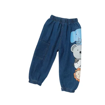 

Fashion Girl Kids Jeans Spring Autumn Children Denim Pants Cartoon Elastic Waist Cartoon Cotton Denim Jeans for Boys 2-8years