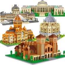 Diamond City Architecture Taj Mahal Oxford University Castle Micro Building Blocks Big Ben Cambridge London Paris Louvre Toys