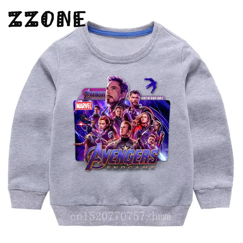 5277B-Gray Детские толстовки с капюшоном для детей в стиле Мстителей 4 завершающей толстовки с Marvel Детские хлопковые пуловеры топы для девочек Осенняя Одежда для мальчиков, KYT5277 - Цвет: 5277B-Gray