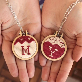 

Mini Embroidery Hoop Rings/Square/Oval/Rectangle Wooden Cross Stitch Frame Handmade Pendant DIY Earring Crafts