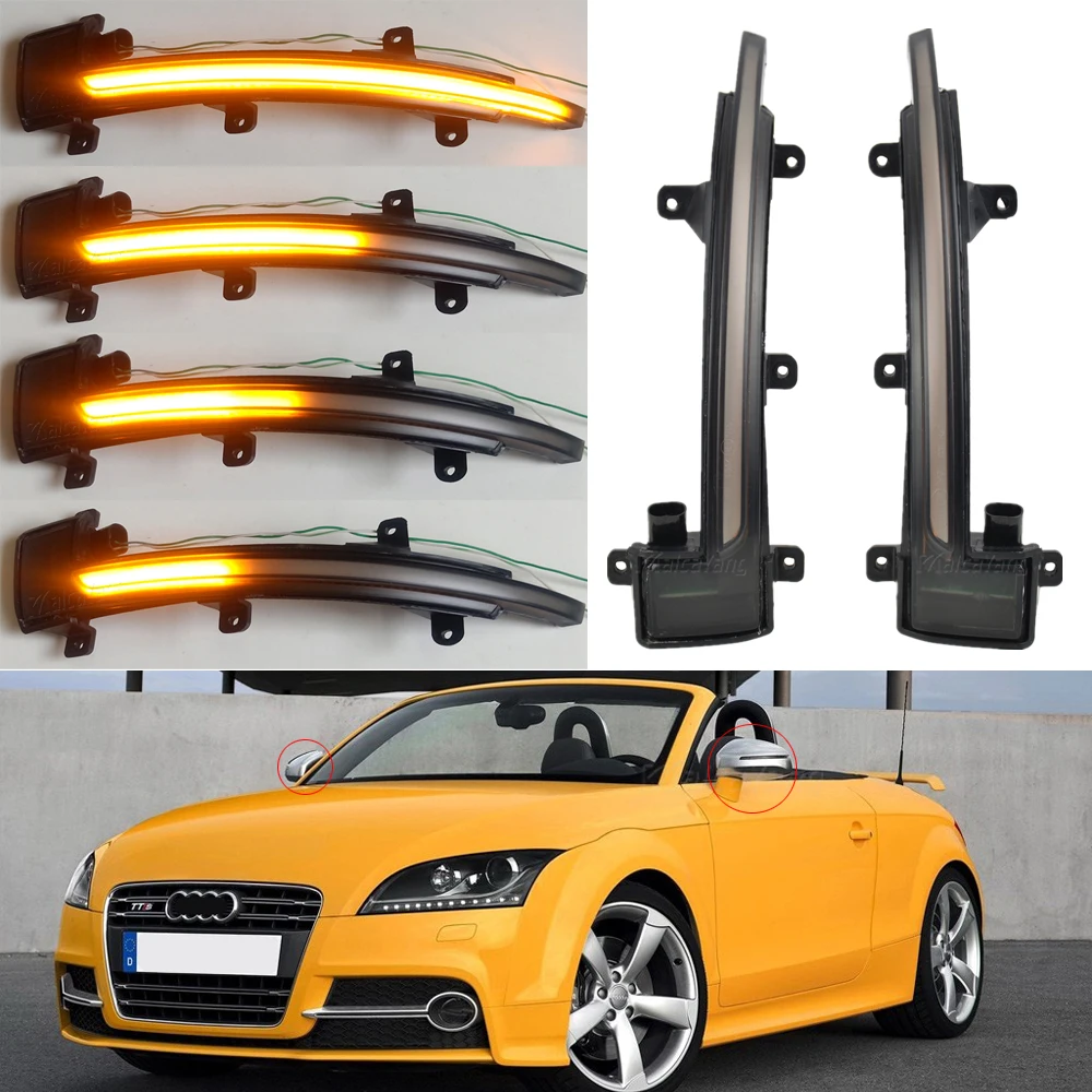 For Audi TT Mk2 8J TTS R8 2007-2014 Side Wing Mirror LED Dynamic Blinker Sequential Turn Signal Indicator 2008 2009 2010 TTRS