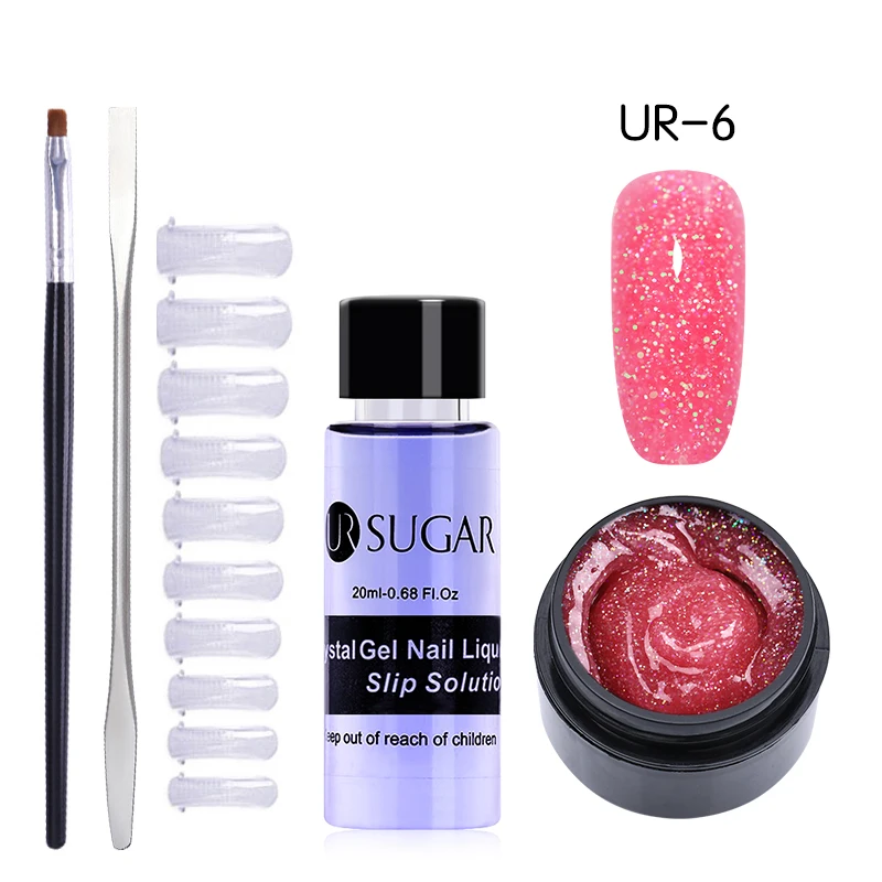 5Pcs set 6 UR SUGAR 15 мл Быстрый строительный поли гель продлевающий половой акт розовый блеск Замачивание от УФ СТРОИТЕЛЬ удлинение гель набор Типсы для маникюра палец расширение - Цвет: 5Pcs set 6