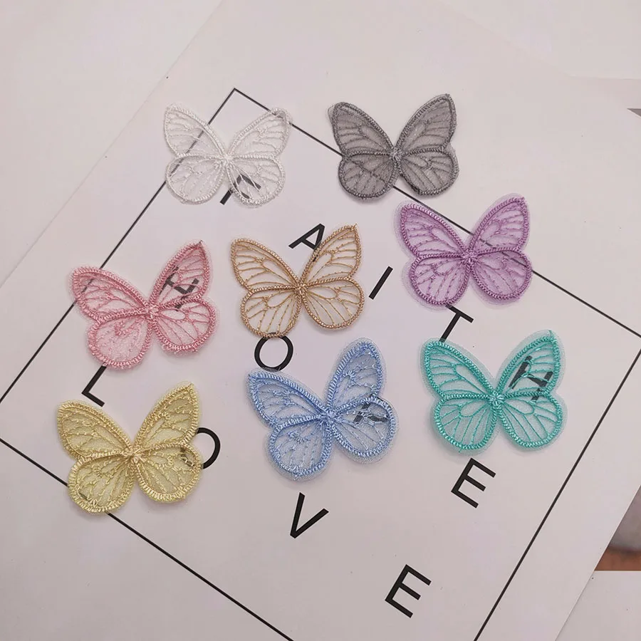 48 개/몫 4.5*3.5cm 수 놓은 메쉬 나비 헝겊 패치 의류 바느질 용품에 대 한 Appliques DIY 헤어 클립 액세서리