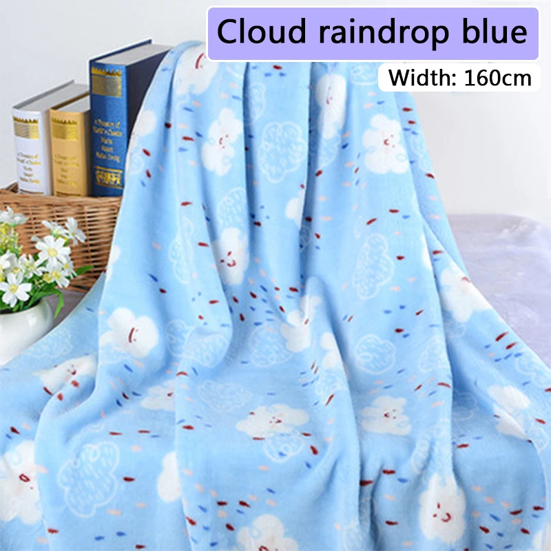 100*160 см фланелевая ткань двухсторонняя Коралловая бархатная хлопковая ткань мягкая зимняя теплая DIY Домашняя одежда швейная стеганая ткань - Цвет: Cloud raindrop blue
