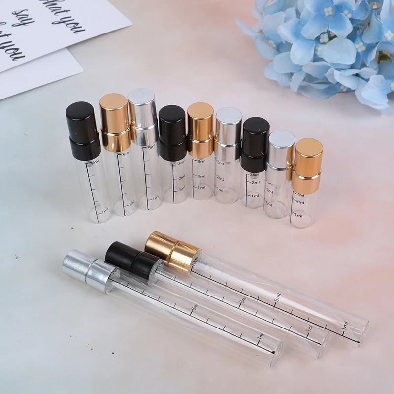 1PCS Portable Perfume Sub-bottle Press Fine Mist Bottle 2.5ml 3ml 5ml 10ml Transparent Glass Spray Bottle Portable Packed Bottle