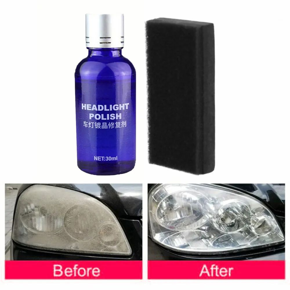 30 мл фар автомобиля лак с уровнем твердости 9H твердость смолы растворитель Авто Len восстановитель восстанавливающая жидкость для полировки, очистки инструмент с губкой