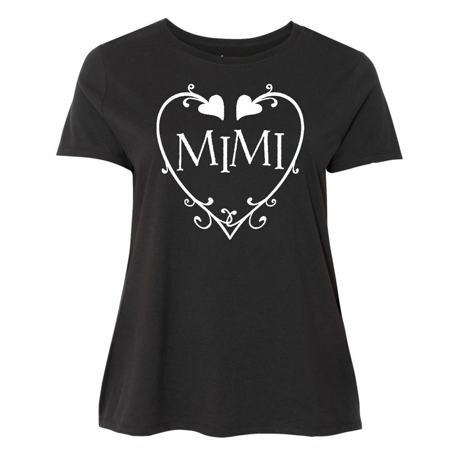 Inktastic Mimi с сердечками и завитками женская футболка размера плюс забавным
