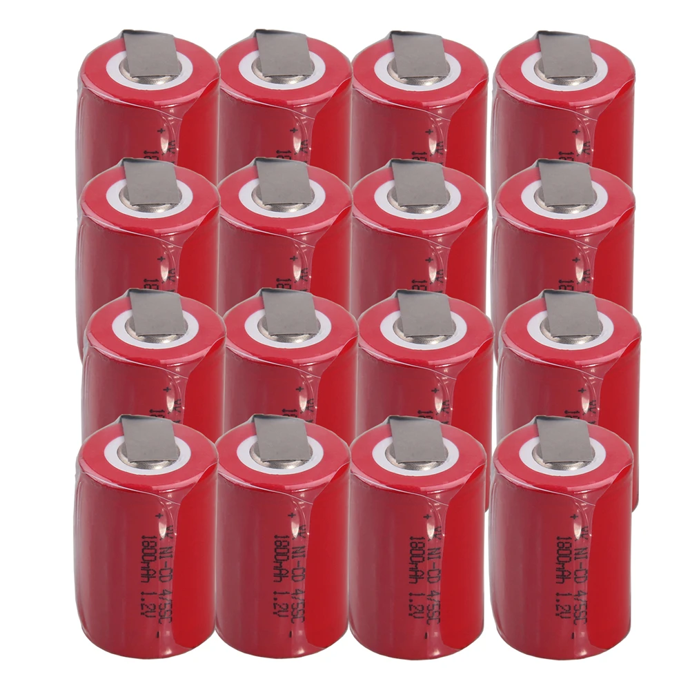 16 шт 4/5SC батареи 1,2 V батареи для электроинструментов 1800mah nicd 3,3 cm* 2,2 cm цвет случайный