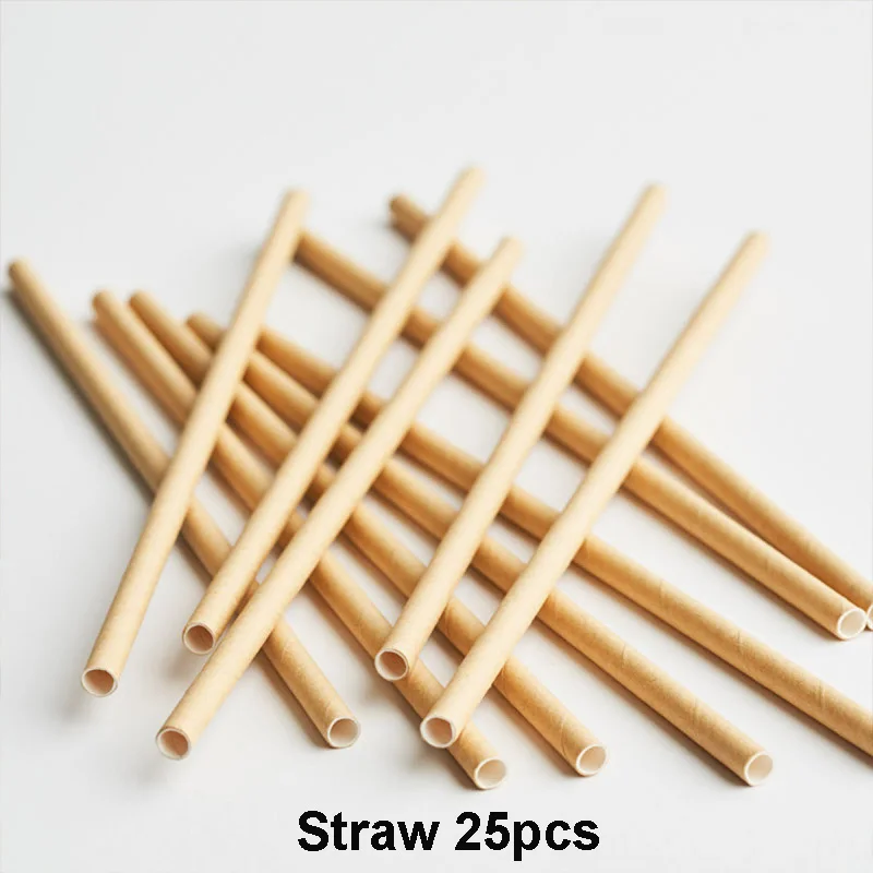 Straw 25pcs Одноразовые из крафт-бумаги набор бумажной посуды золотого цвета с рисунком пальмового листа тарелка бумажная чашка полотенце соломенные вечерние свадебные столовые приборы на день рождения - Цвет: Straw 25pcs