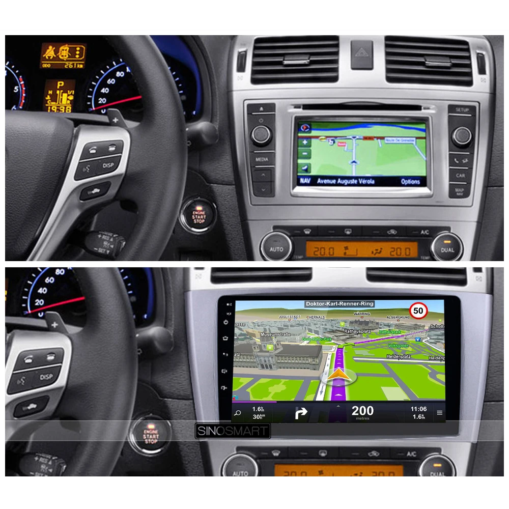 Perfect SINOSMART 2.5D IPS/QLED 1G/2G Car GPS Navigation Player for Toyota TACOMA Hilux AVENSIS 32EQ DSP, 4G SIM Card Slot Optional 4