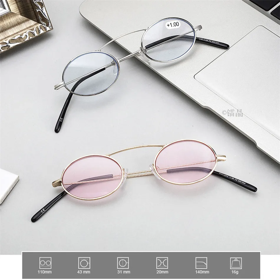 Iboode новые мини Овальные Солнцезащитные очки для чтения женщин и мужчин с диоптрией+ 1,50 2,0 2,5 карамельный цвет металлическая оправа солнцезащитные очки Пресбиопия