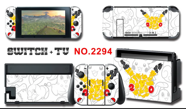 1set New Cute Anime Full Body Sticker for NS Switch Protective Cover Skin Colorful Art for Game Console Joy-Con Controller Decor