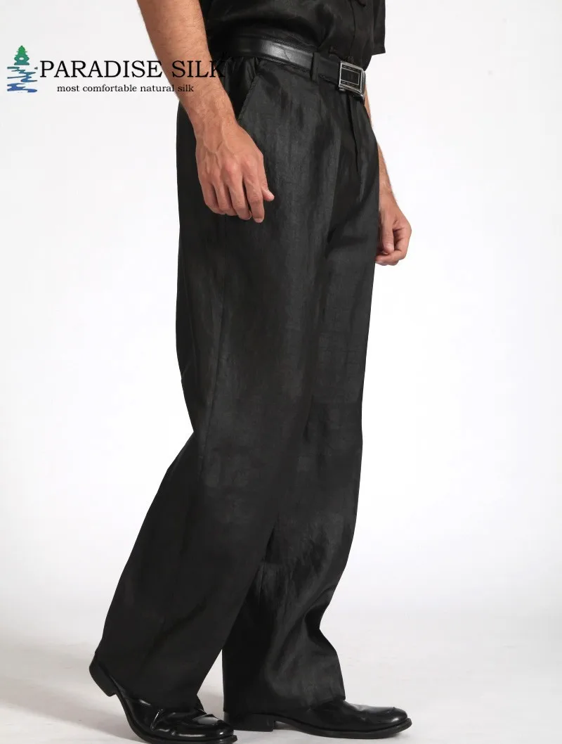 Gambired кантонские марлевые классические шелковые брюки черный размер L XL XXL 3XL