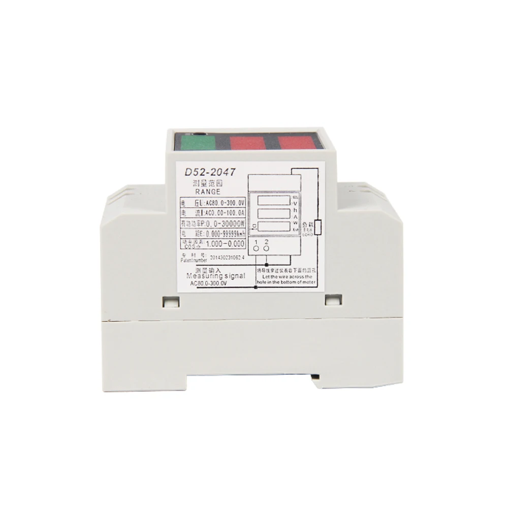 D52-2042 AC 80-300V 0-100.0A din-рейка светодиодный Вольтметр Амперметр Красный Синий отображение активной мощности коэффициент энергии измеритель напряжения