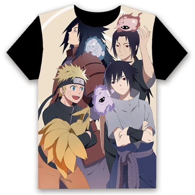 16 Модная мужская футболка Аниме Наруто Узумаки Учиха Косплей-костюм SASUKE с коротким рукавом унисекс Повседневная Черная футболка топы Летняя забавная рубашка - Цвет: 16