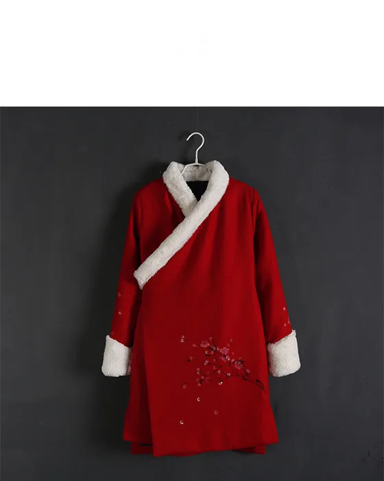

Early Spring original traditional retro Chinese style Hand-paint woolen jacket outerwear with cotton lining for women