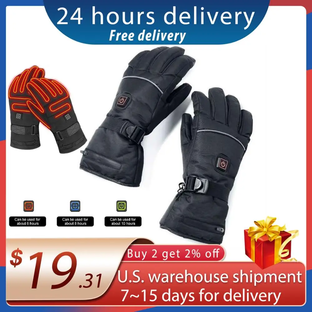 

New Electric Heated Gloves With Temperature Adjustment Lithium Batteries Gloves For Skiing Hiking Climbing Driving Cold Weather