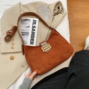 

2020 Hot Newest Winter Vintage Leather Crossbody Bag Ladies Suede Underarm Bags Designer Handbags Luxury Women Shoulder Tote Bag