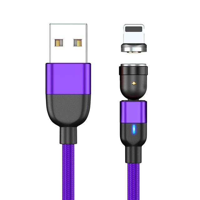 AUFU 2m 3m Magnetic Cable USB Type C For Huawei P20 P30 pro Usb C Cable Micro 3A Fast Charging Magnet Charger Data Transfer 1m Purple for iPhone