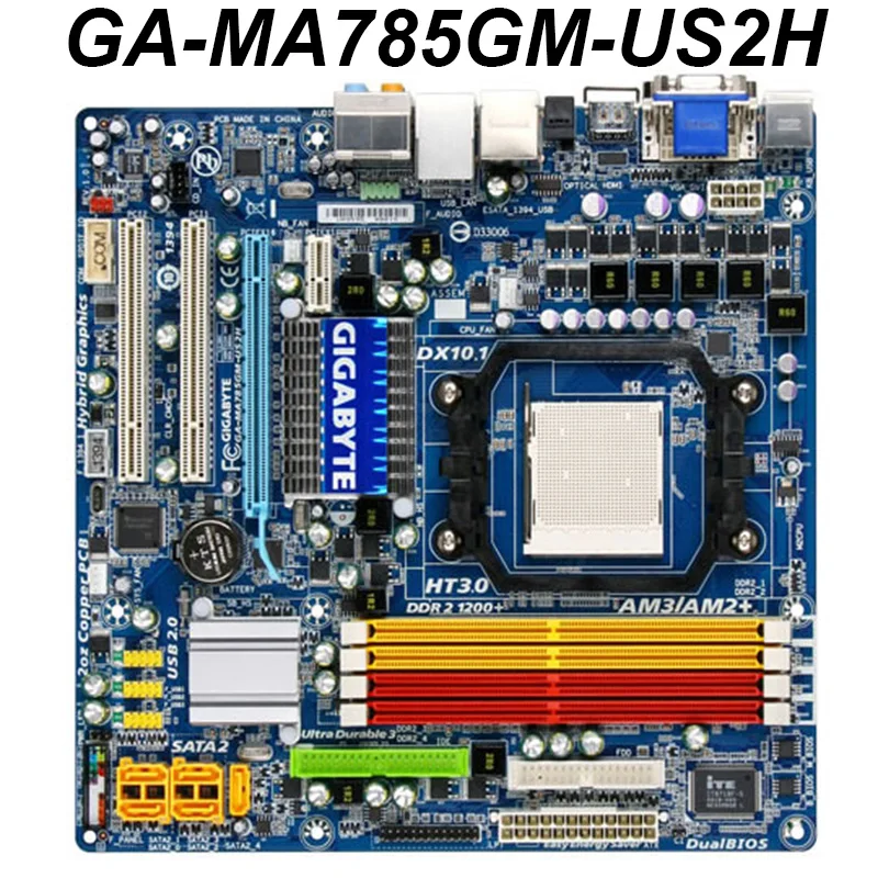 Материнская плата для GIGABYTE GA-MA785GM-US2H Socket AM2/AM2 +/AM3 DDR2 AMD 785G 16GB б/у материнская