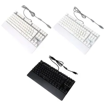 

Mechanical Keyboard USB Wired Colorful LED Backlight 87 Keys Anti-Ghosting Gaming Accessories D08B