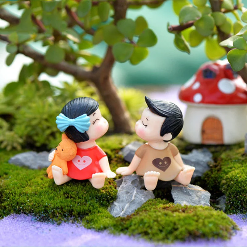 Miniature Lover Couple Figurines Craft Fairy Garden Bonsai Ornament Gift |