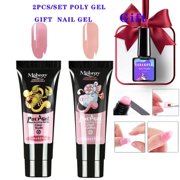 

Poly gel SET Nail Acrylic Pink Off White Clear Crystal UV LED Builder Gel Tips Enhancement Slip Solution Quick Extension Gel