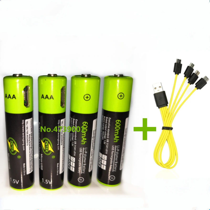 Перезаряжаемая батарея ZNTER литий-полимерный ААА аккумулятор 1 5 в 600 мАч USB быстрая