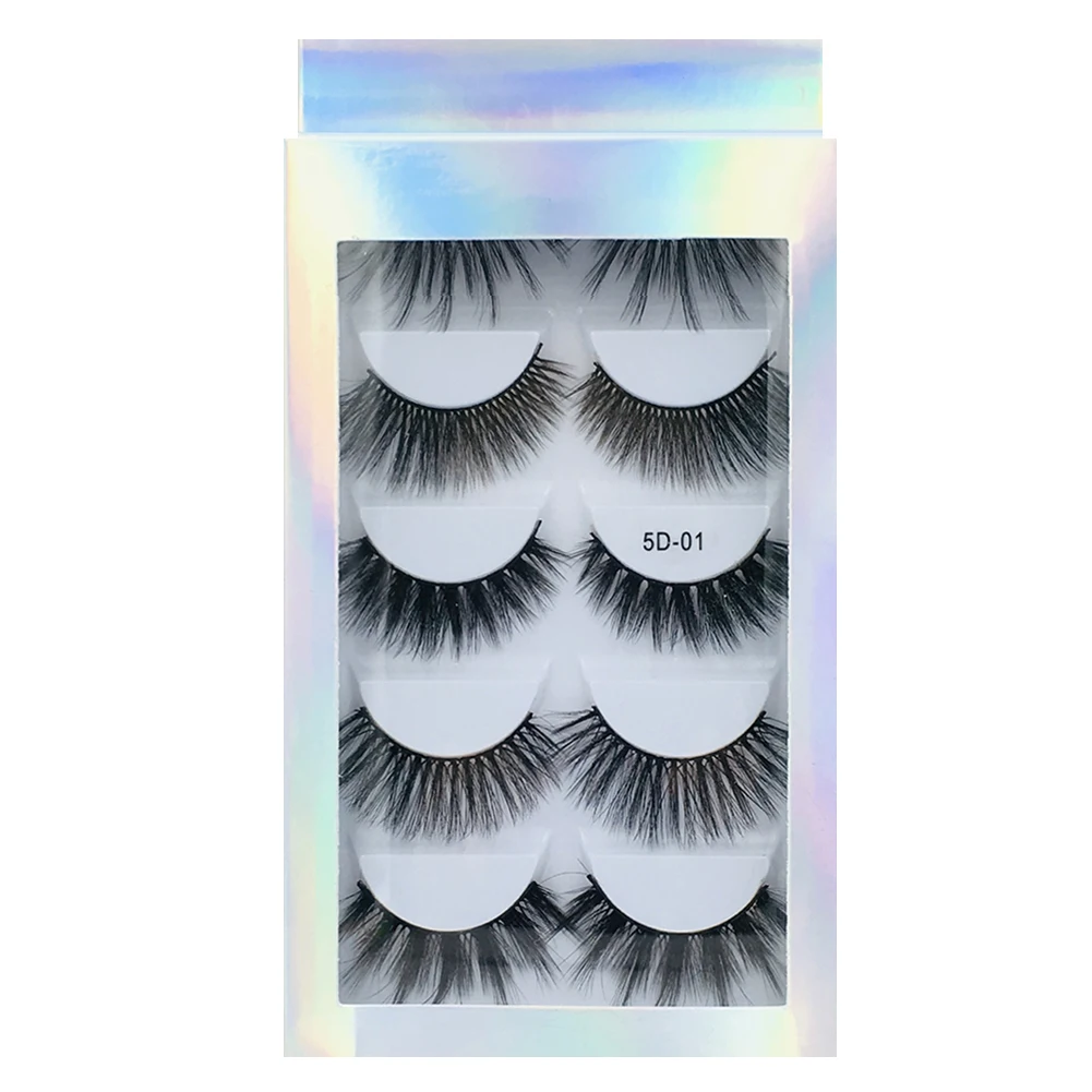 5 Pairs 3d Faux Mink False Eyelashes Thick Volume Natural for Beauty Makeup Extension Fake Eyelashes Strip Lashes Laser Box