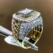 

1PC Hip Hop Style Luxury Square Ring Fashion Shiny Rhinestone Women Men Ring Punk Finger Ring Cubic Dubai Jewelry