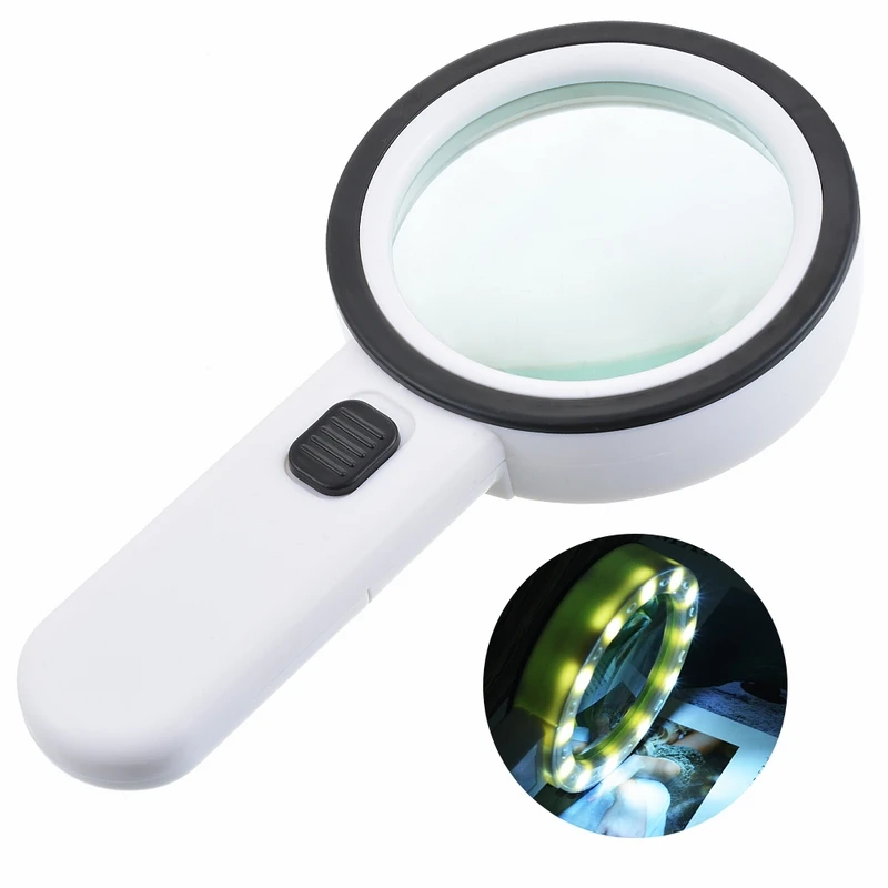 

1pcs 30X 12LED Lights High Magnification Magnifying Glass Double Lens Upgraded Magnifier Lamp Magnifying Glass