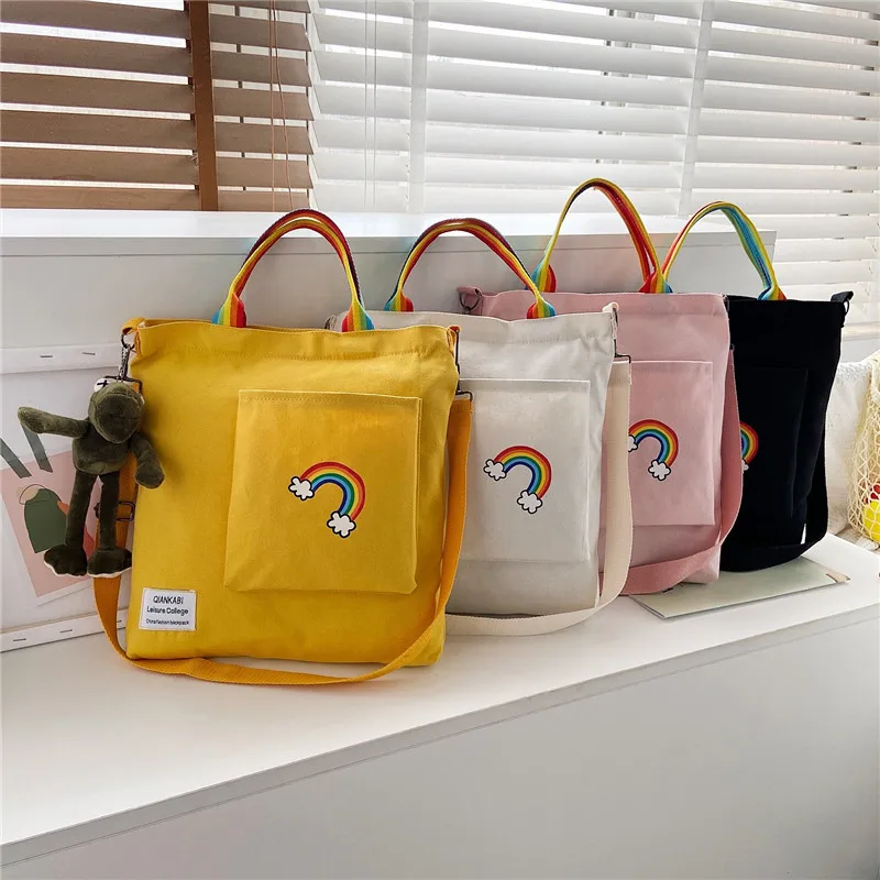 Rainbow Bags Shoulder Bag Japanese Style Summer Bag Canvas Bag