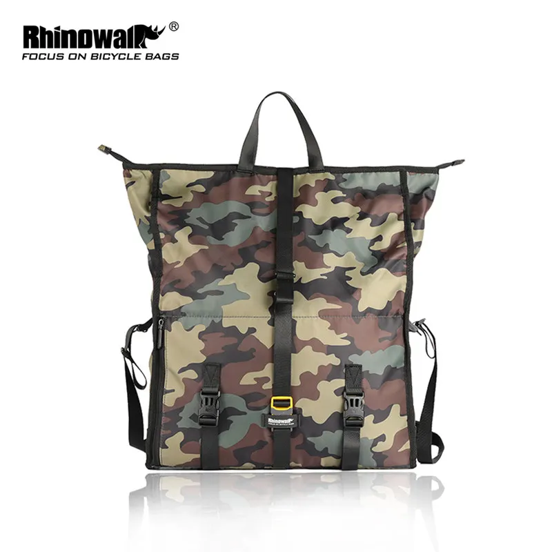 Green Camouflage Rhinowalk велосипедная сумка, сумка для седла, водонепроницаемая сумка на плечо для путешествий, Большая вместительная сумка для сидения, MTB велосипедные сумки, многофункциональные - Цвет: Green Camouflage