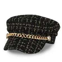 Элегантная темно-синяя шапка, зимние шапки, теплая винтажная армейская Кепка, уличная Осенняя Кепка, восьмиугольная бейсболка с металлическим поясом, твид