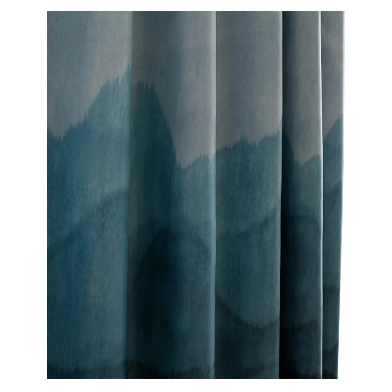 Tiyana Blackout Curtains For Living Room Blue Gradient Curtain Bedroom Window Treatment Panel Elegant White Sheer Tulle HP62X